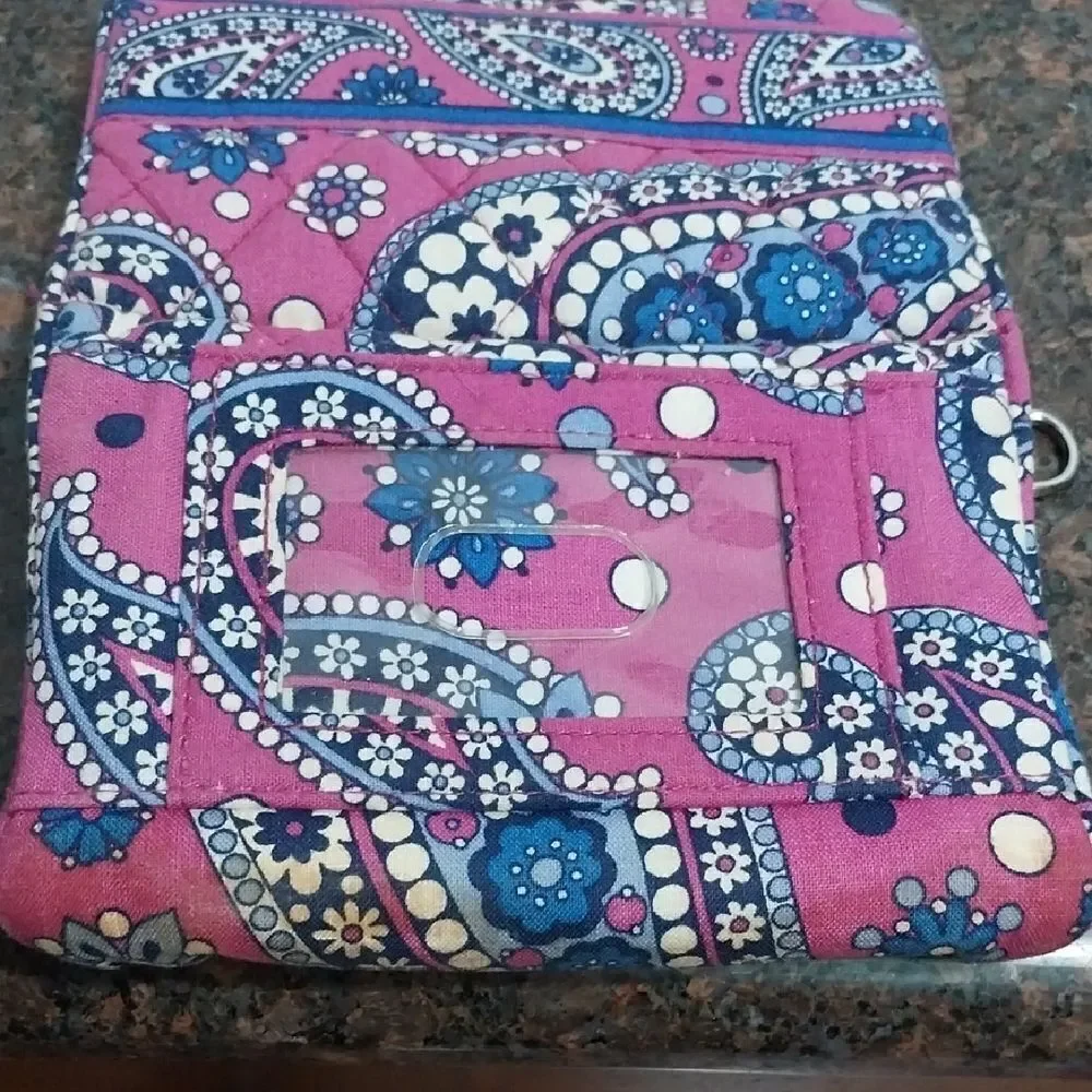 Vera Bradley Pink and Blue Cosmetic Case with Iconic Patterns And FREE SHADOW.